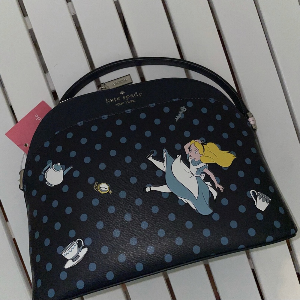 Disney x kate spade new york alice in wonderland crossbody bag Dome Blue - Picture 8 of 10